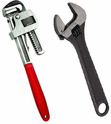 JMD Tools combo of Pipe Wrench 14 Inch & Adjustable Wrench 12 Inch Single Sided Pipe Wrench(Pack of 1)