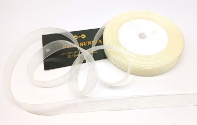 PRANSUNITA Sheer Chiffon Organza Satin Ribbon, 1/2 inch Wide, 20 Yard Length for Gift Wrapping, Wedding & Valentine's Birthday Packing, Bouquet Party Wreath Decoration, DIY Hair Accessories - Colour: CREAM