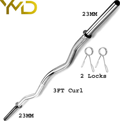 YMD 3ft curl 23mm rod with clips Weight Lifting Bar