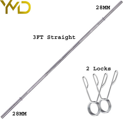 YMD 3ft straight 28mm rod with clips Weight Lifting Bar