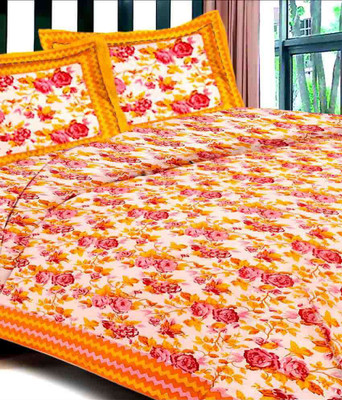 Unique Choice 210 TC Cotton Double Printed Flat Bedsheet(Pack of 1, Multicolor)