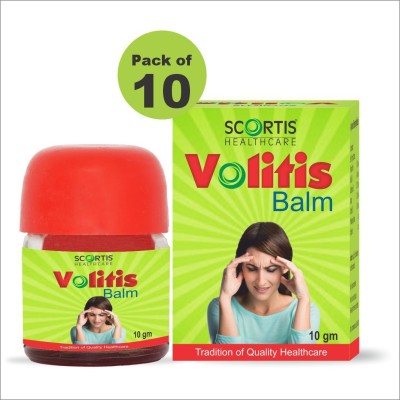 SCORTIS HEALTH CARE Volitis Pain Relief Balm Gel Strong Ayurvedic, Cough, Cold, Headache, Pack of 10 Balm(10 x 45 g)
