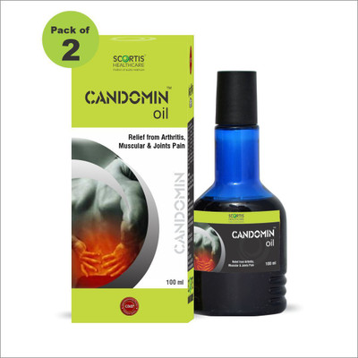 SCORTIS HEALTH CARE Candomin Pain Relief Massage Strong Ayurvedic Oil, Back, Legs, Joints, Muscles, Pack of 2 Liquid(2 x 100 ml)