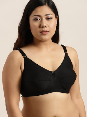 Winsure Winsure B cup Bra with Broad Straps and 3 way hooks Premuim Fabric Women Full Coverage Non Padded Bra(Black)