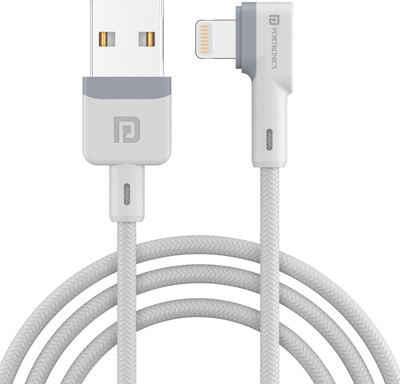 Portronics Lightning Cable 3 A 1.2 m Konnect L(Compatible with All Phones With 8 Pin Port, White, One Cable)