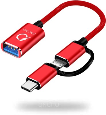 ONCRO USB Type C Cable 2 A 0.17 m 2in 1 otg pendrive to mobile connector type c otg adapter two in one phone otg cable otg for android micro usb adapter cable multi otg cable converter(Compatible with MOBILE, LAPTOP, COMPUTER, MOUSE & KEYBOARD, TABLET, Red, One Cable)