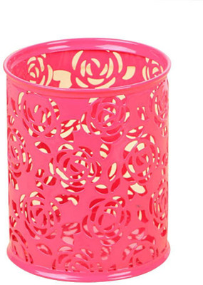 CLAPPERZZ 1 Compartments Metal Pen Stand(Pink)