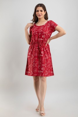 TAILORS ART Women Empire Waist Red Dress