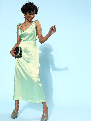 ATHENA Women Bodycon Light Green Maxi/Full Length Dress