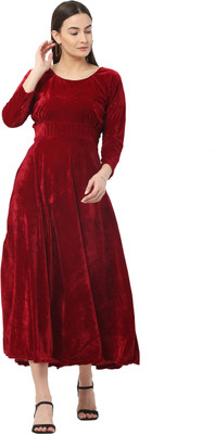 PREMGARMENTS Women A-line Red Midi/Calf Length Dress