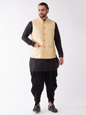 VASTRAMAY Men Kurta Dhoti Pant Ethnic Jacket Set