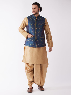 VASTRAMAY Men Kurta Dhoti Pant Ethnic Jacket Set