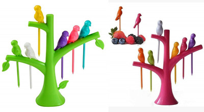 Lipizin Fruit Fork with Stand and 6 Fork Disposable Plastic Fruit Fork Set(Pack of 2)