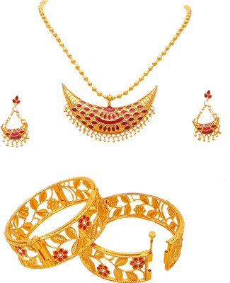 balaji gold Copper Gold-plated Red Jewellery Set(Pack of 1)