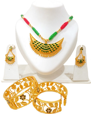 balaji gold Copper Gold-plated Green Jewellery Set(Pack of 1)
