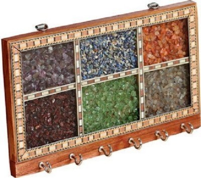 Craftam Gem Stones Key Chain Stand Wood Key Holder(6 Hooks, Brown)