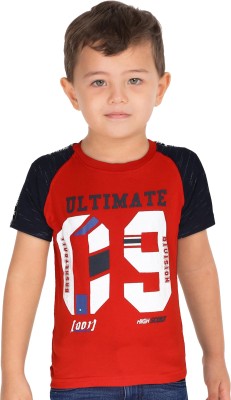 Ajile By Pantaloons Boys Typography Pure Cotton T Shirt(Red, Pack of 1)