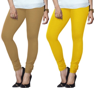 Lyra Churidar  Ethnic Wear Legging(Brown, Yellow, Solid)