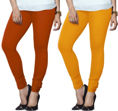 Lyra Churidar  Ethnic Wear Legging(Orange, Yellow, Solid)