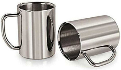 Vikas Metal 80MM SOABR MUG Stainless Steel Coffee Mug(200 ml, Pack of 2)