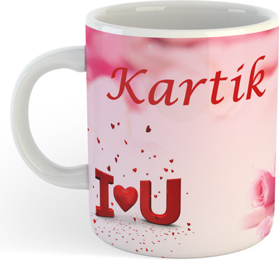 ADN21 All Day New Printed Premium I Love You Kartik Ceramic Coffee , Best Gift For Kartik etc. Ceramic Coffee Mug(330 ml)