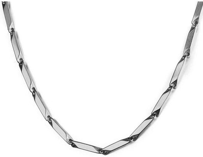 Lyzoo Silver Titanium Plated Stainless Steel Rice Necklace Chain for Men Boys Sterling Silver Plated Alloy Chain