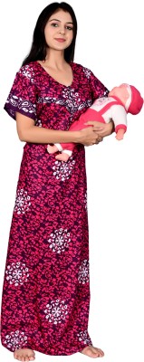 ANKONA Women Maternity/Nursing Nighty(Pink)