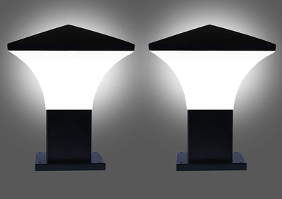 KINIS KIN - PHANTOM Modern Shape Gate Light/Outdoor Light/Pillar Light for Outdoor Home, PACK OF 2 Gate Light Outdoor Lamp(Black, White)