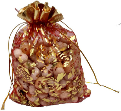 3A Featuretail 24cmX18cm 25pc Net Fabric Drawstring Pouch for Return Gift, Organza Shagun Potli Potli