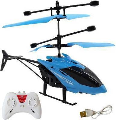 Psb Kids PlasticRemote Control and Hand Sensor Rechargeble Flying Unbreakable Helicopter Toys for Kids (Blue) Induction Type 2-in-1 Flying Indoor Helicopter with Remote(Multicolor)