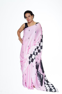 LSD Printed Daily Wear Satin Saree(Pink)