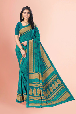 Vimla Floral Print Daily Wear Crepe Saree(Blue)