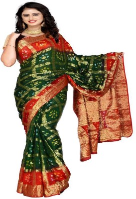 Stylish Sarees Woven, Self Design, Printed Bandhani Art Silk, Jacquard Saree(Green, Maroon)