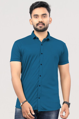 SYSBELLA FASHION Men Solid Casual Dark Blue Shirt