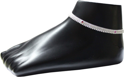 Aditi Fashionable Silver Plated Payal Premier Design Alloy Anklet(Pack of 2)