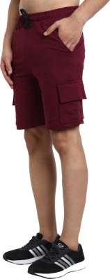 JUGULAR Solid Men Maroon Basic Shorts