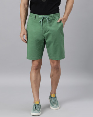 RARE RABBIT Solid Men Green Regular Shorts