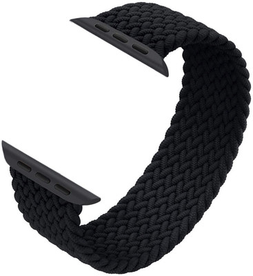 Viraan Braided Solo Loop For Watch Band 44mm 42mm FABRIC Nylon Elastic Belt Bracelet Smart Watch Strap(Black)