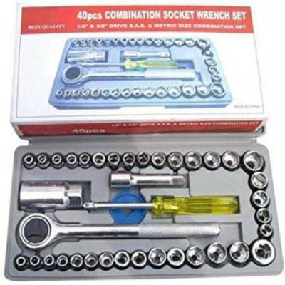 ABDORE 40 in 1 Pcs Wrench Tool Kit & Screwdriver and Socket Set Automobile Motorcycle Tool Box Set Socket Wrench Sleeve Suit Hardware Auto Car Repair Tools Socket Wrenches. Ratchet Screwdriver Set(Pack of 40)