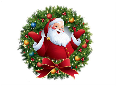 Vijaya enterprises 60 cm Meet Cute Merry Christmas Santa Claus PVC Sticker Wall Sticker size [60x60cm] Self Adhesive Sticker(Pack of 1)