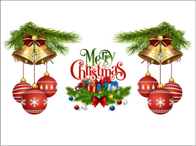 décor nirmal 91 cm Decoative Removable Merry Christmas Tree Reindeer Wall Window Stickers Door Cover Window Full Waterproof Clings Removable Wall Sticker 3d,Covering Area [91x45cm] Self Adhesive Sticker(Pack of 1)