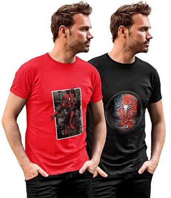 Baggyrain Graphic Print Men Round Neck Red, Black T-Shirt