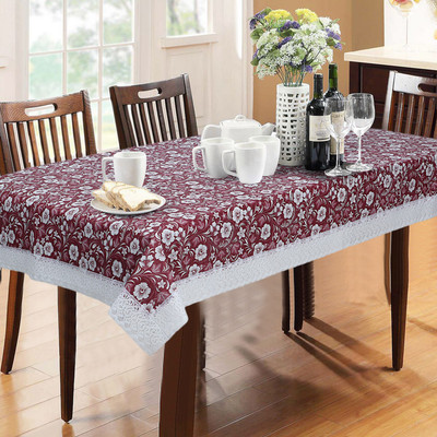 Flipkart SmartBuy Printed 6 Seater Table Cover(Maroon, PVC)