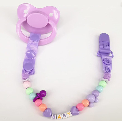 Little Warriors Cartoon Design Silicone Pacifier/Soother with Holder Chain and Clip Soother Teether and Feeder(Purple)