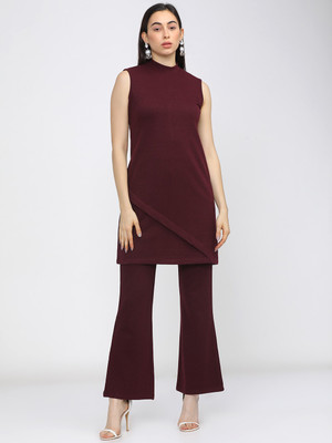 Vishudh Casual Solid Women Maroon Top