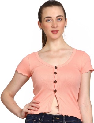 SIGHTBOMB Casual Solid Women Pink Top