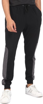 FLYING MACHINE Solid Men Black Track Pants