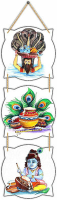 CVANU Manmohak Bal-Krishna With Makkhan Wooden Wall Hanging Home Decor Item(66.4 cm, White)