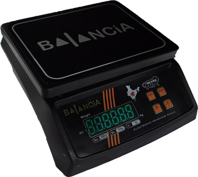 Glancing Made in India Balancia 30kg Electronic Compact Scale, High Quality Digital Weight Machine With Power Adaptor & Inbuilt 4V Re-Chargeable Battery Weighing Scale(Platform Size- 170 x 210mm, Dual Display, 4V Re-Chargeable Battery) /264/UGl Weighing Scale(Black)