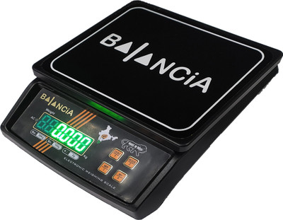 Glancing Made in India Balancia 30kg Electronic Compact Scale, High Quality Digital Weight Machine With Power Adaptor & Inbuilt 4V Re-Chargeable Battery Weighing Scale(Platform Size- 170 x 210mm, Dual Display, 4V Re-Chargeable Battery) /262/UGl Weighing Scale(Black)